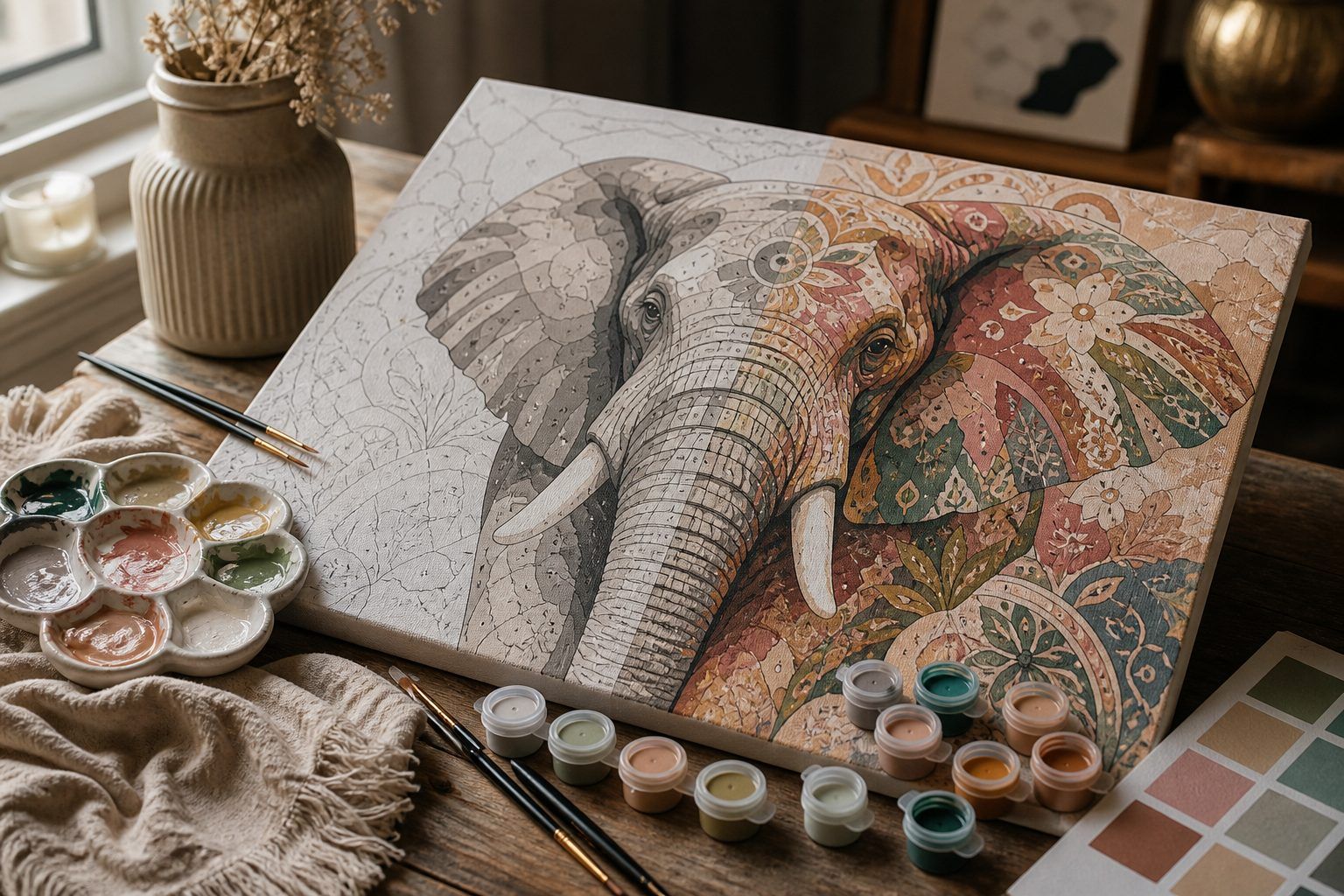 Les couleurs d’un tableau éléphant : du gris naturel aux palettes décoratives