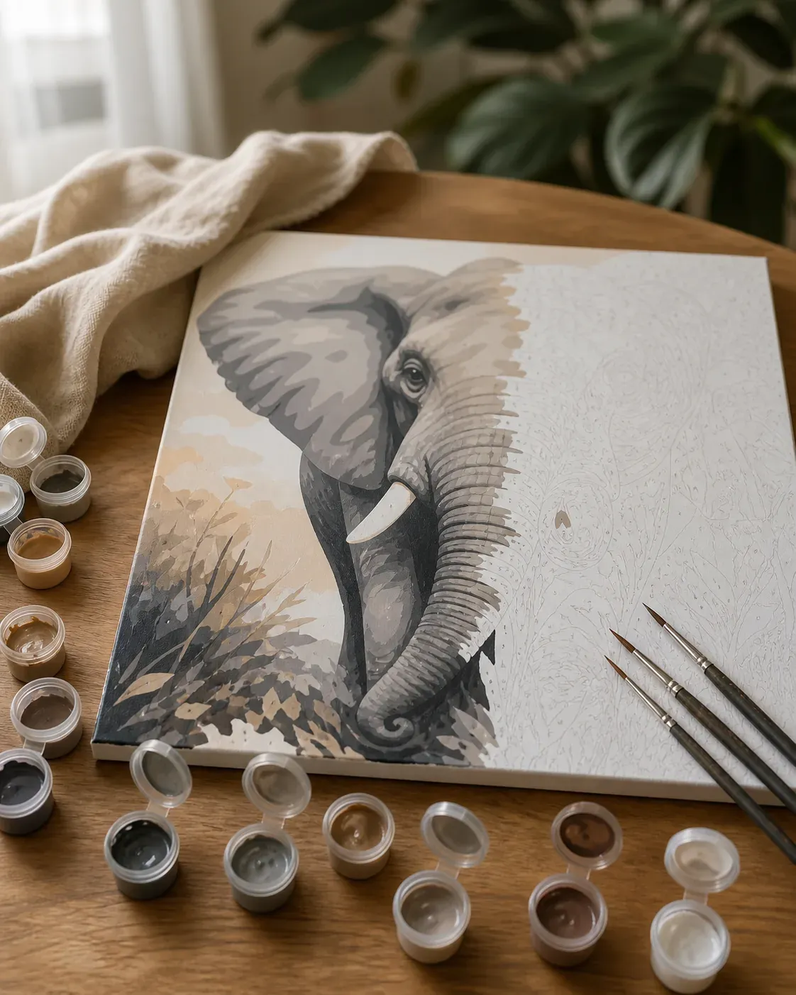 La peinture par numéro éléphant crée un décor personnalisé