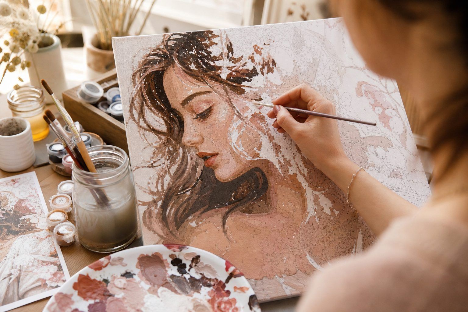 Peintures par numéros femme : réussir les visages, les cheveux et les détails
