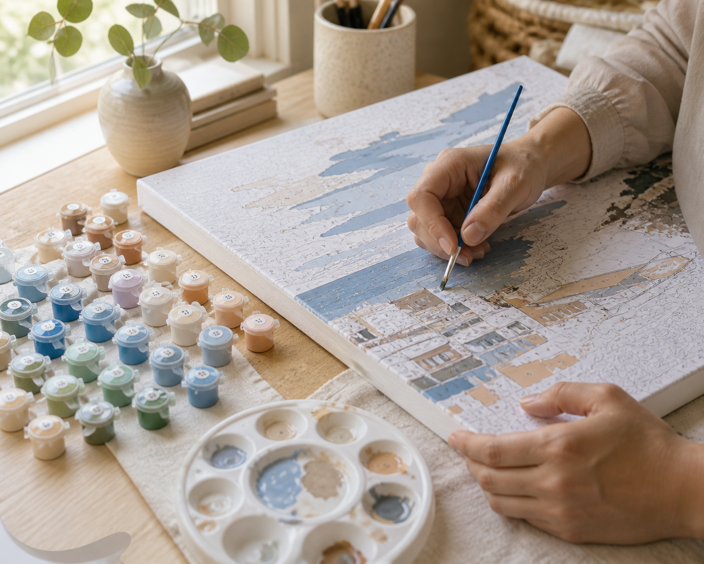 La peinture par numéro sur toile tendue trouve sa place au mur