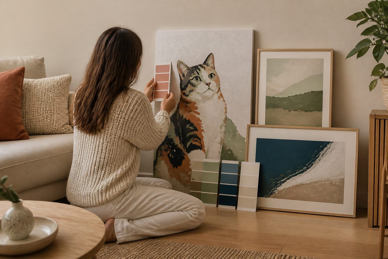 Choisir les couleurs et le format pour une œuvre d’art dans votre salon