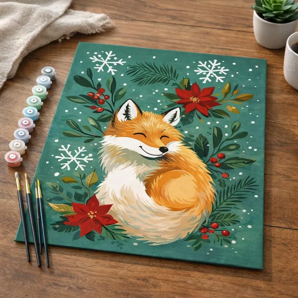 Peinture par numéro Petit Renard de noël