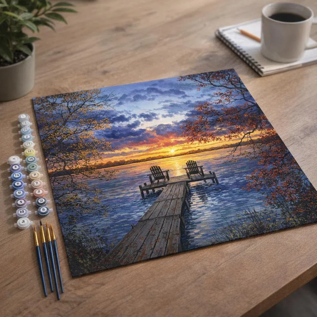 Peinture par numéro Ponton au coucher de Soleil