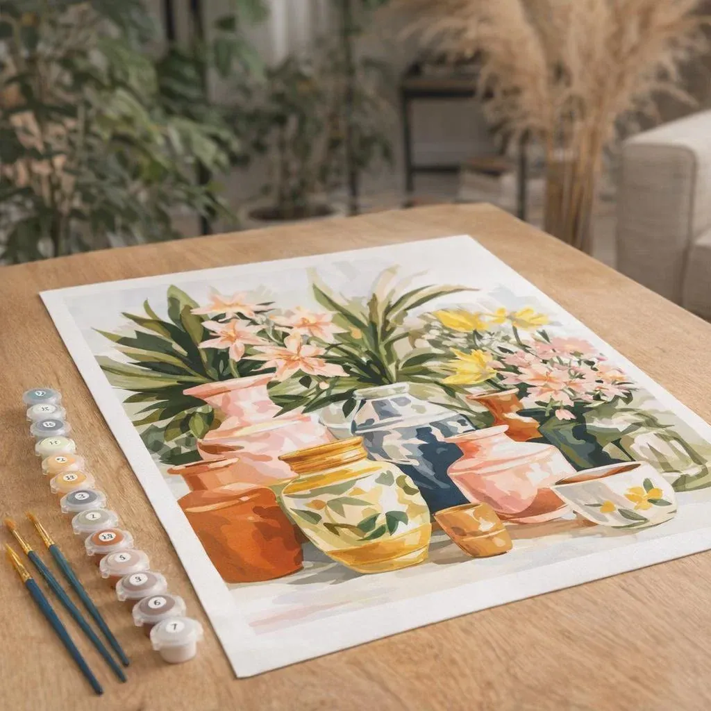 Peinture par numéro Poteries et Fleurs