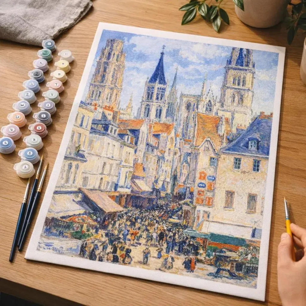 Peinture par numéro Rue de l’Épicerie, Rouen Camille Pissarro