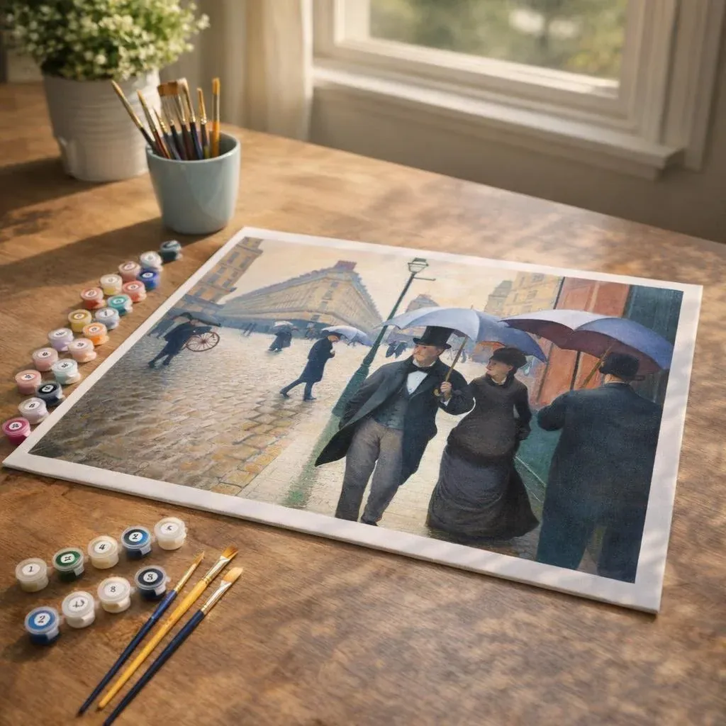Peinture par numéro Rue de Paris, temps de pluie Gustave Caillebotte