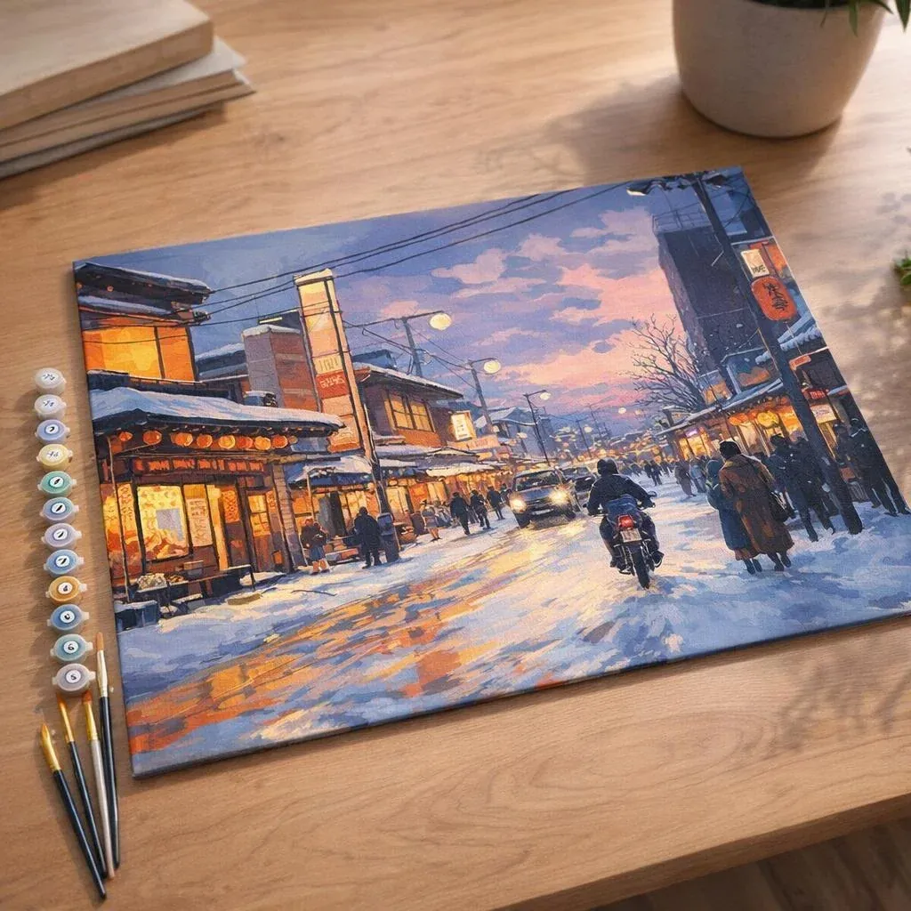 Peinture par numéro Rue d’Hiver Rétro au Japon