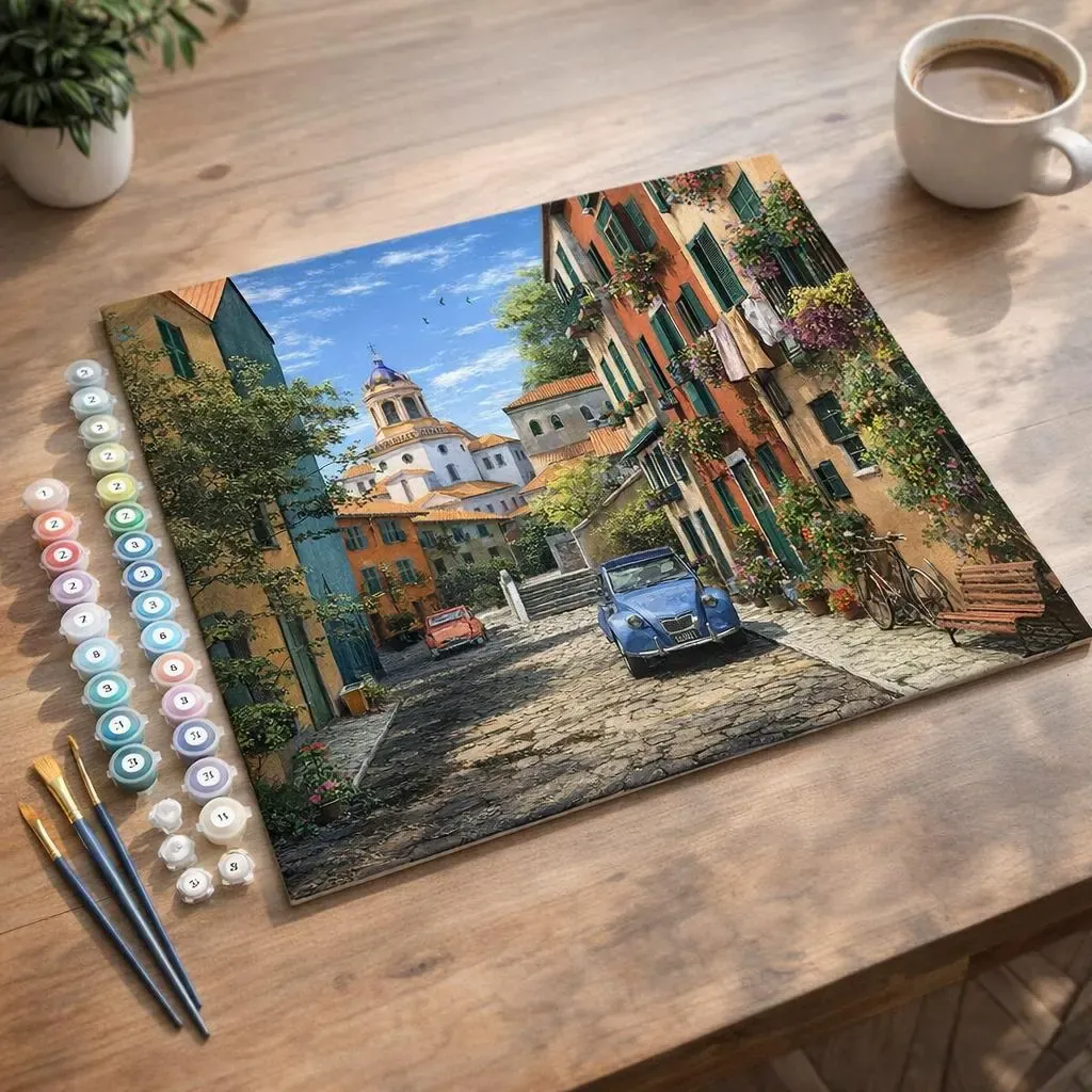 Peinture par numéro Ruelle et 2 CV