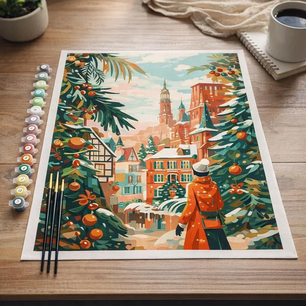 Peinture par numéro Scène de Marché de Noël