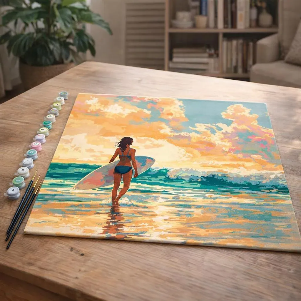 Peinture par numéro Surfeuse à l’aube