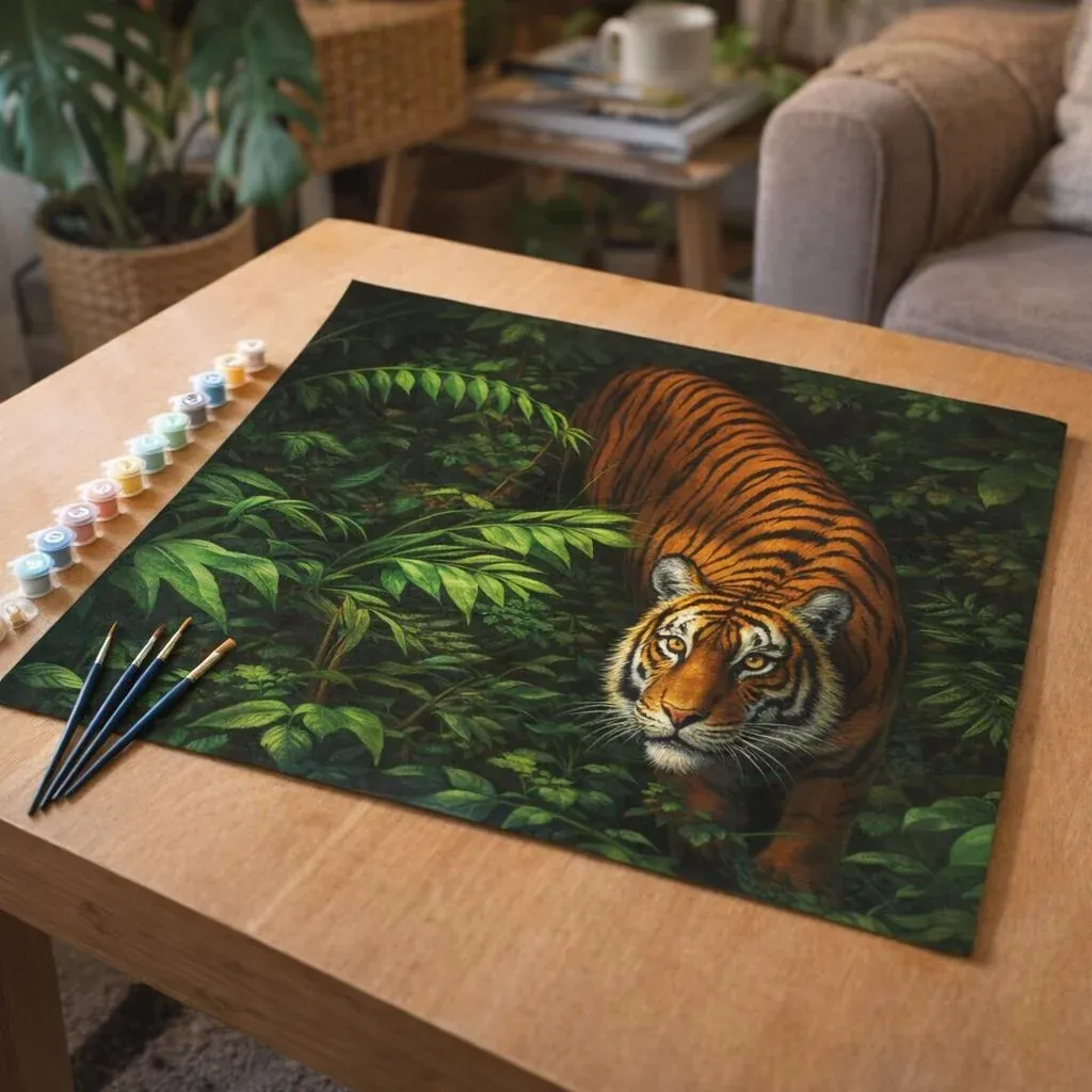 Peinture par numéro Tigre dans les fougères