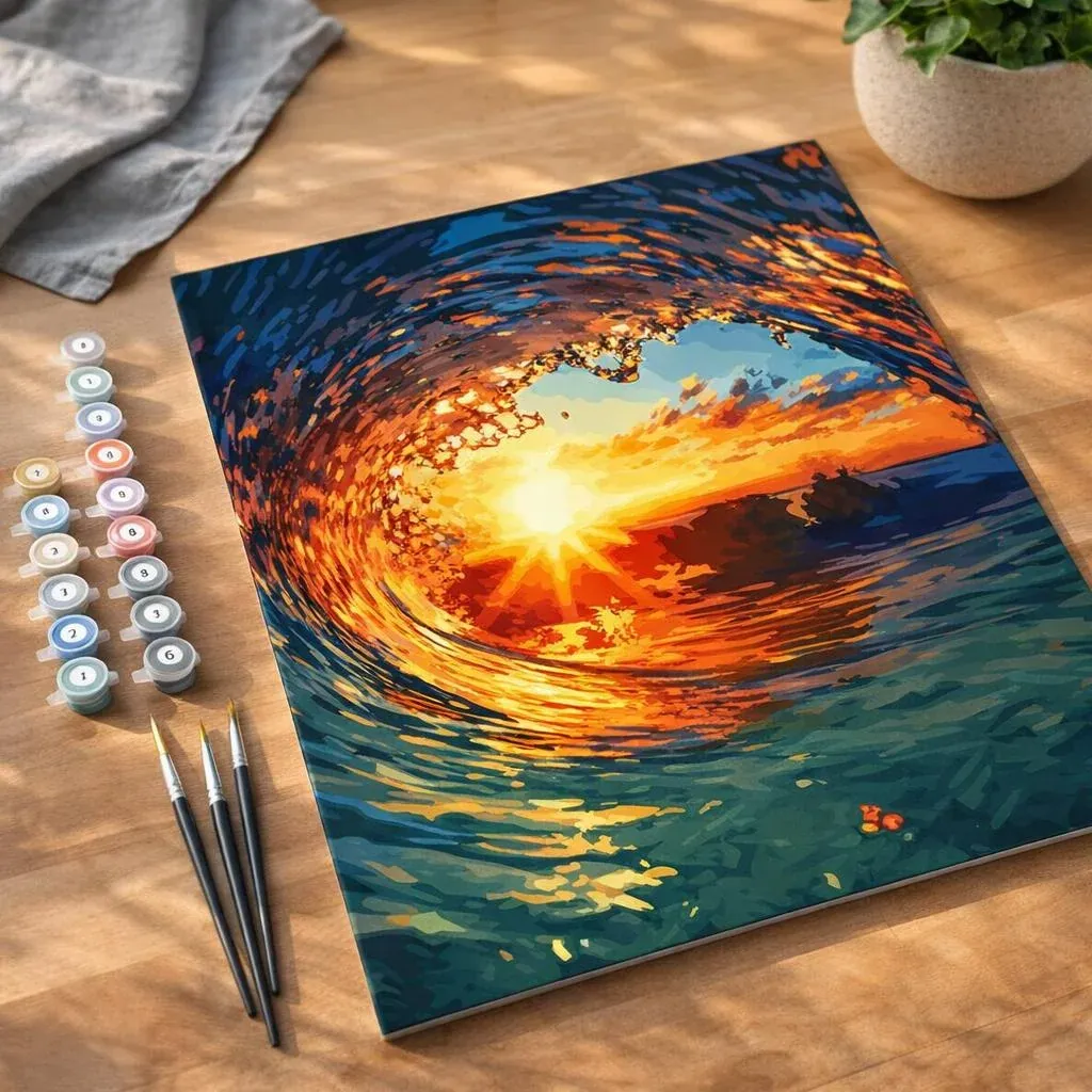 Peinture par numéro Vague et coucher de soleil