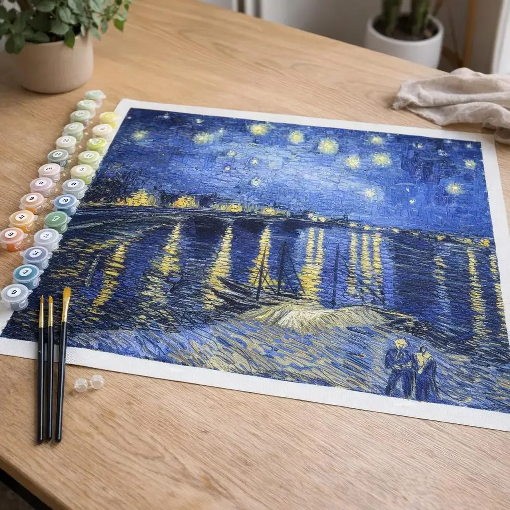 Peinture par numéro Van Gogh Nuit Etoilée sur le Rhône