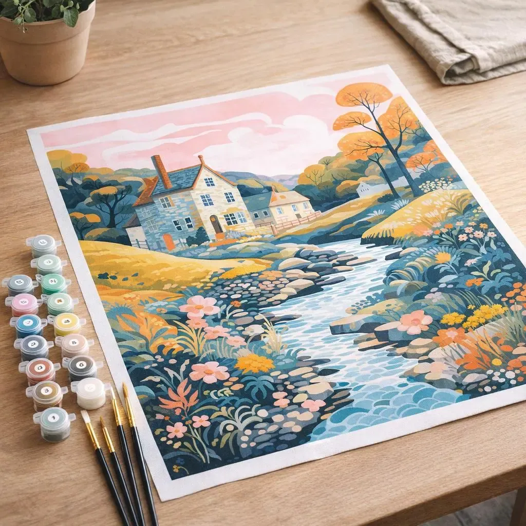Peinture par numéro Villa au bord du ruisseau