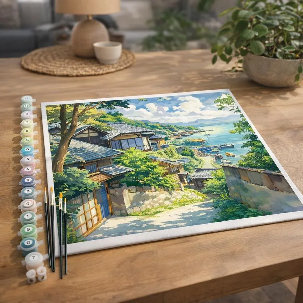 Peinture par numéro Village Côtier au Japon