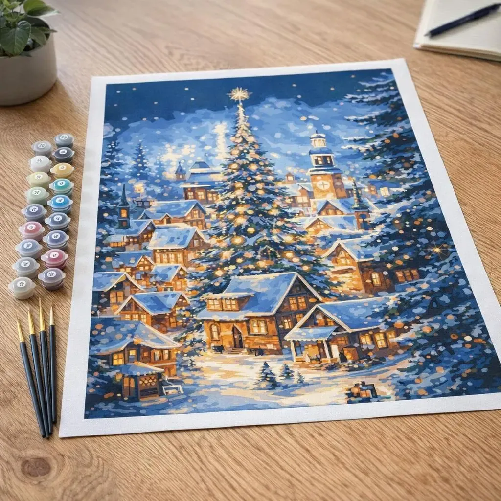Peinture par numéro Village de Noël Étincelant