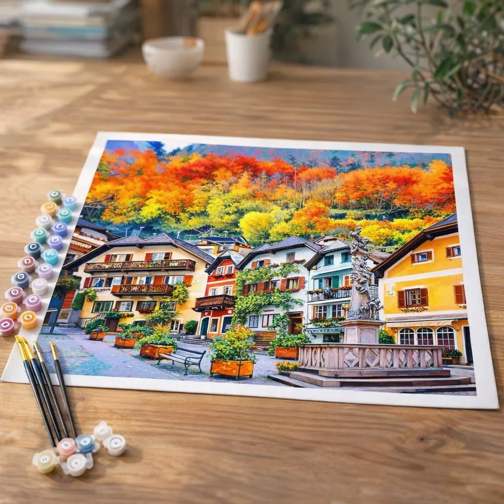 Peinture par numéro Village Suisse coloré
