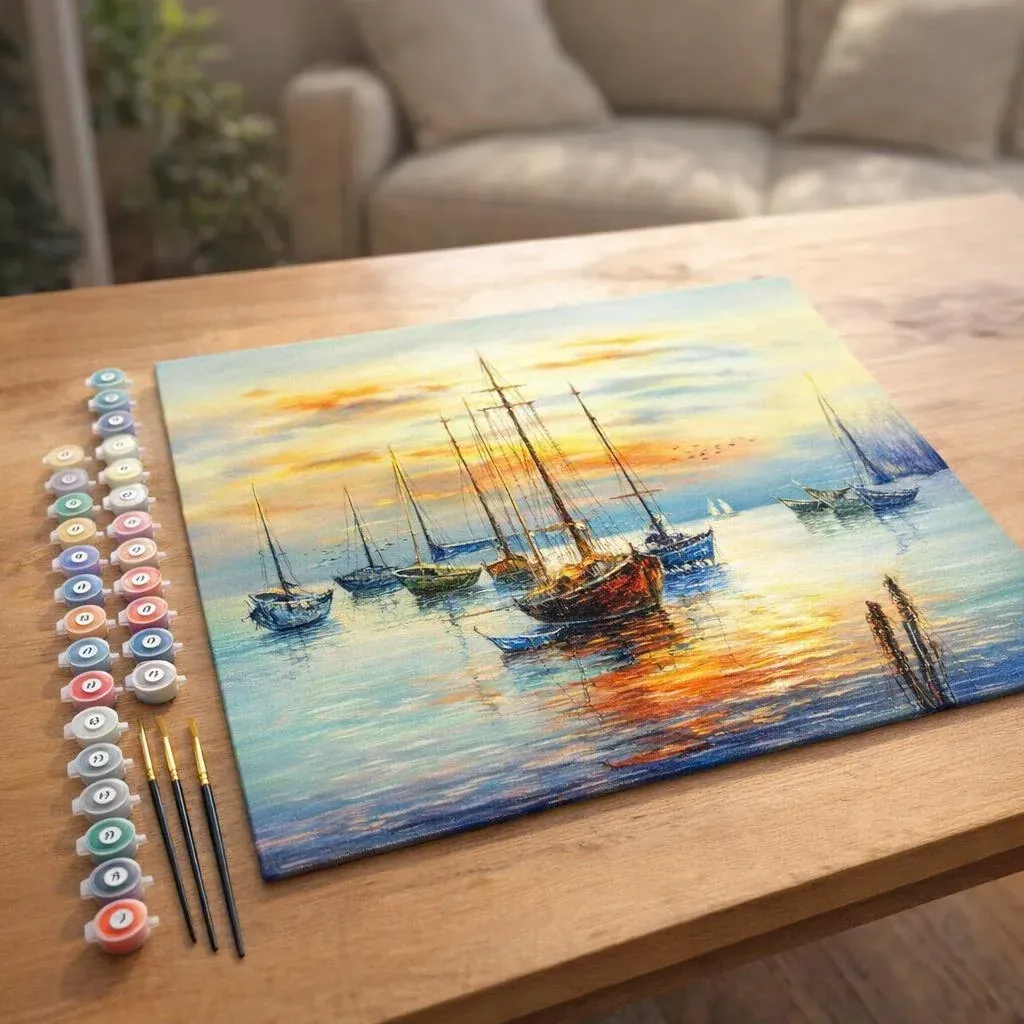 Peinture par numéro Voiliers au port