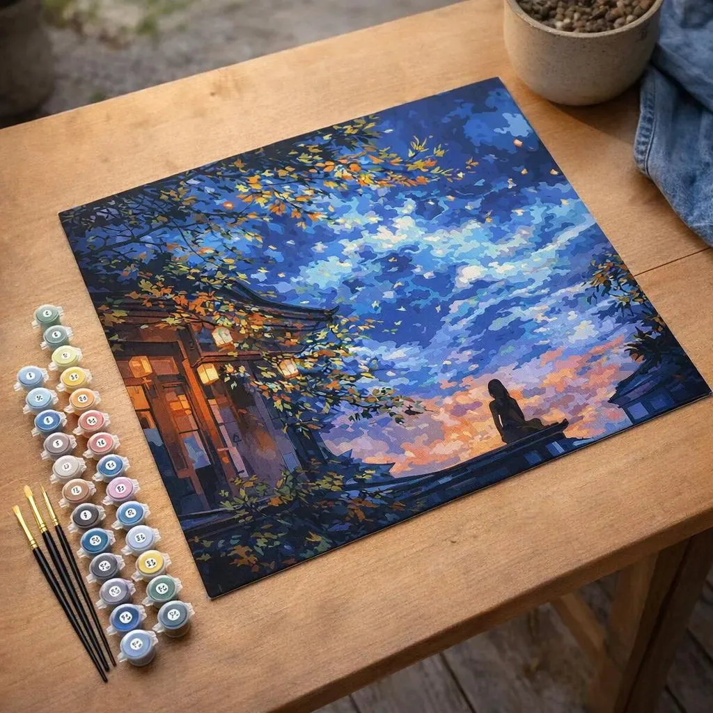 Peinture par numéro Vue nocturne à la lanterne