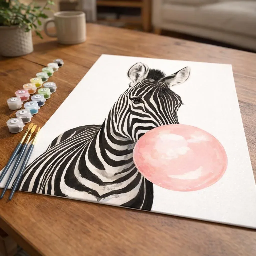 Peinture par numéro Zèbre et Chewing gum